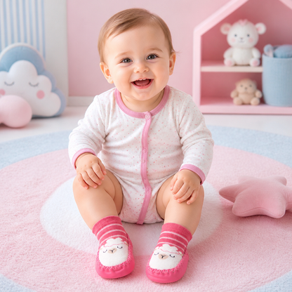 Atmungsaktive Babysocken – Rutschfeste Laufsocken mit weicher Sohle für Säuglinge und Kleinkinder