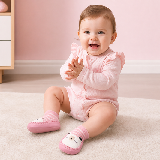 Atmungsaktive Babysocken – Rutschfeste Laufsocken mit weicher Sohle für Säuglinge und Kleinkinder