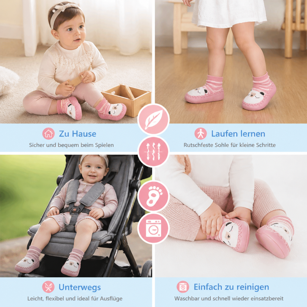 Atmungsaktive Babysocken – Rutschfeste Laufsocken mit weicher Sohle für Säuglinge und Kleinkinder