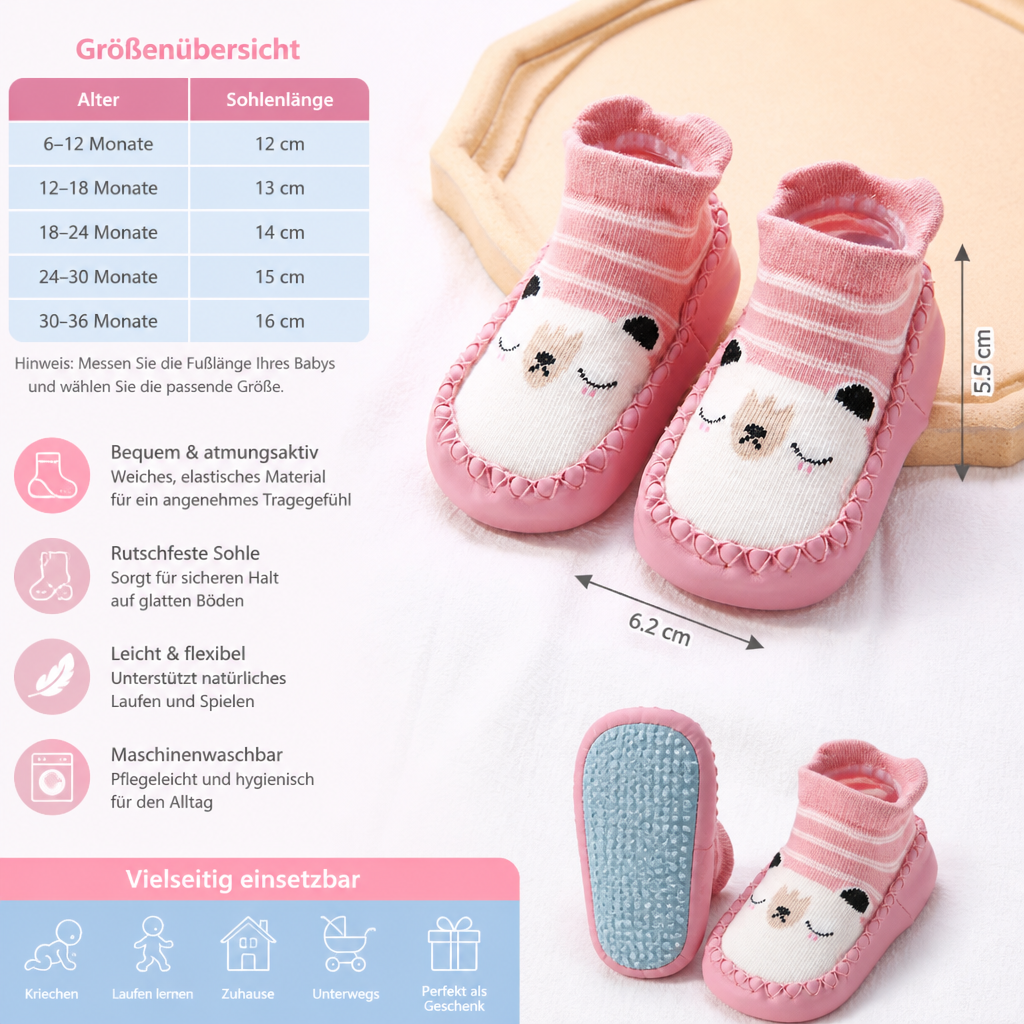 Atmungsaktive Babysocken – Rutschfeste Laufsocken mit weicher Sohle für Säuglinge und Kleinkinder