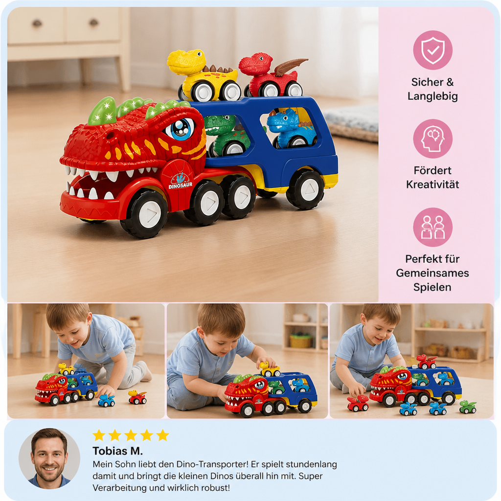 Spielzeugset „Dinosaurier-Transporter“ mit Mini-Dino-Autos