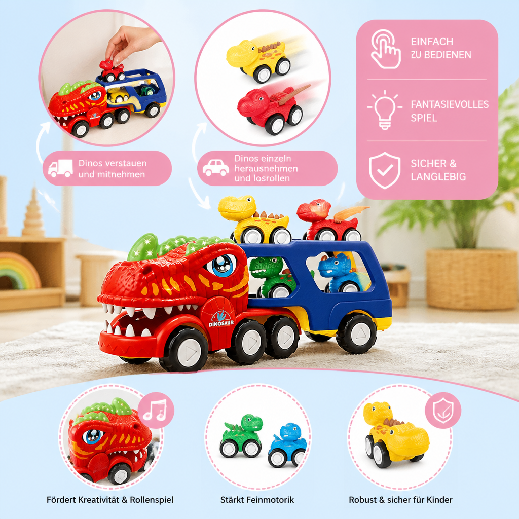Spielzeugset „Dinosaurier-Transporter“ mit Mini-Dino-Autos
