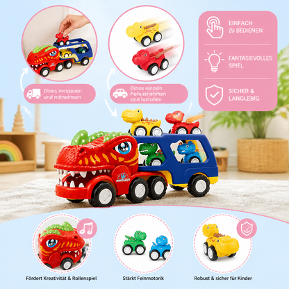 Spielzeugset „Dinosaurier-Transporter“ mit Mini-Dino-Autos