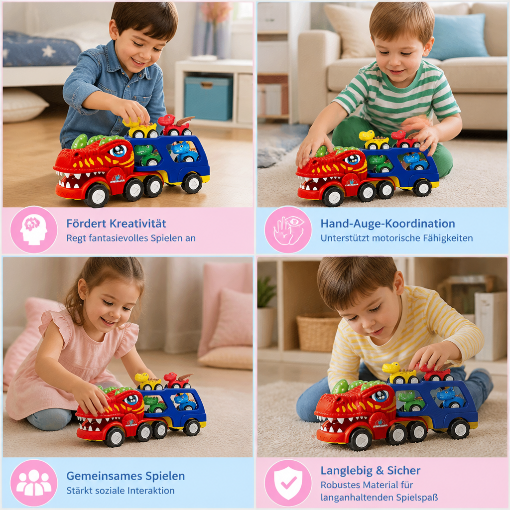 Spielzeugset „Dinosaurier-Transporter“ mit Mini-Dino-Autos