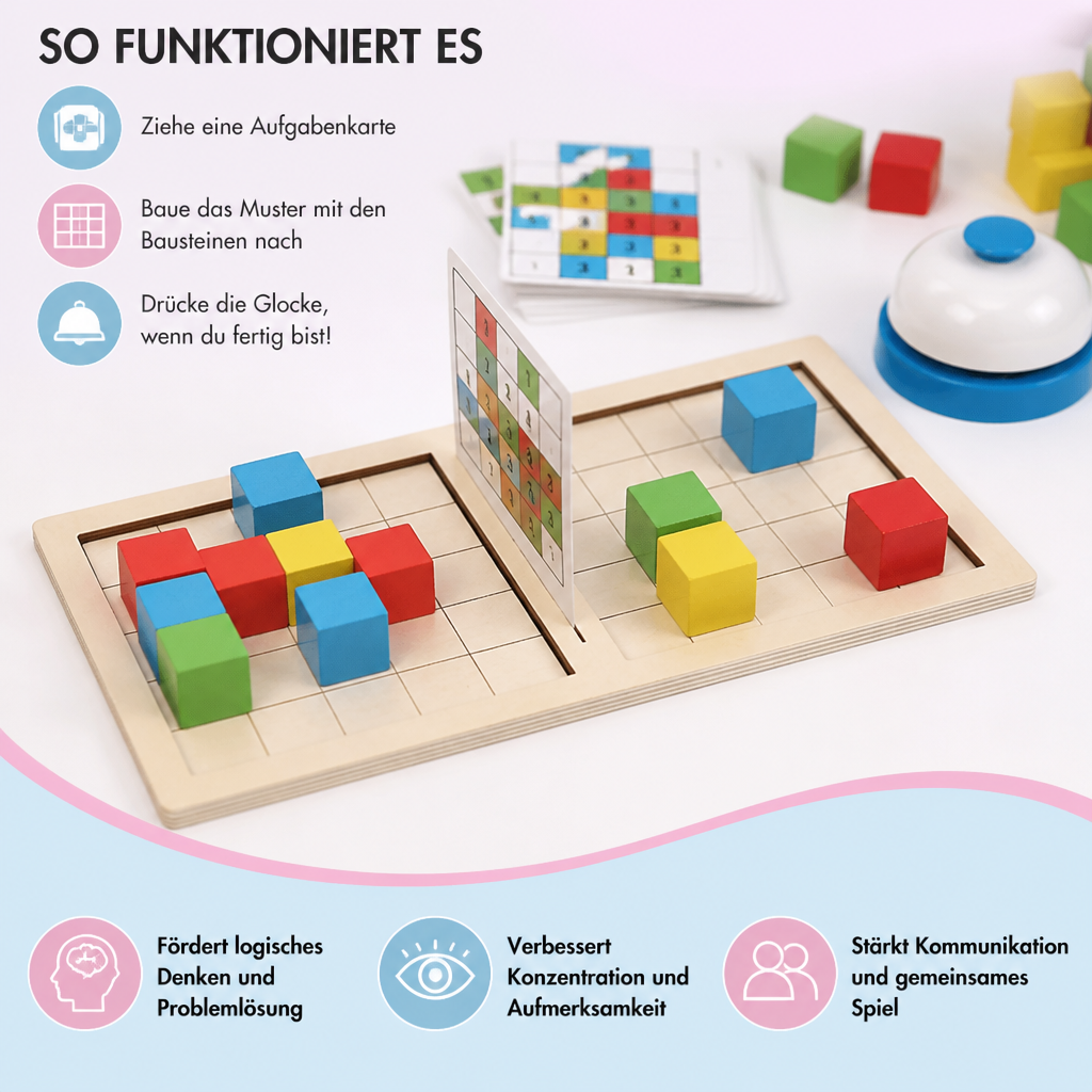 3D-Puzzle-Spiel mit Bausteinen zum Farbabgleich