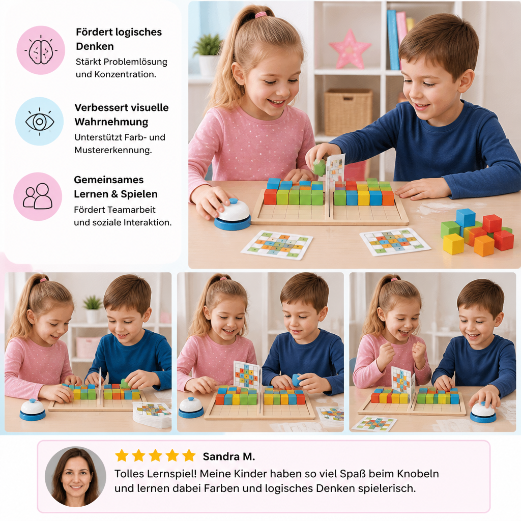 3D-Puzzle-Spiel mit Bausteinen zum Farbabgleich