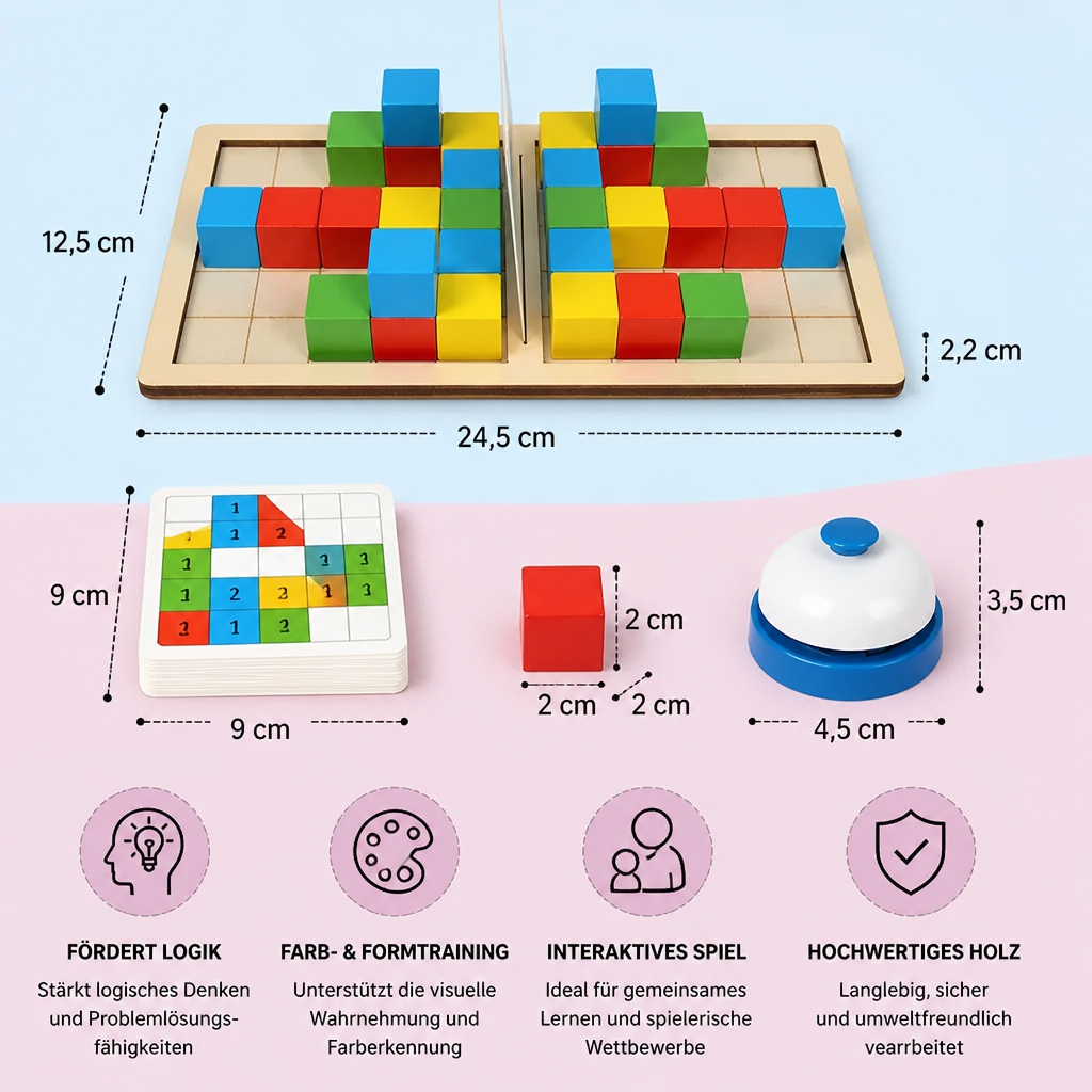 3D-Puzzle-Spiel mit Bausteinen zum Farbabgleich