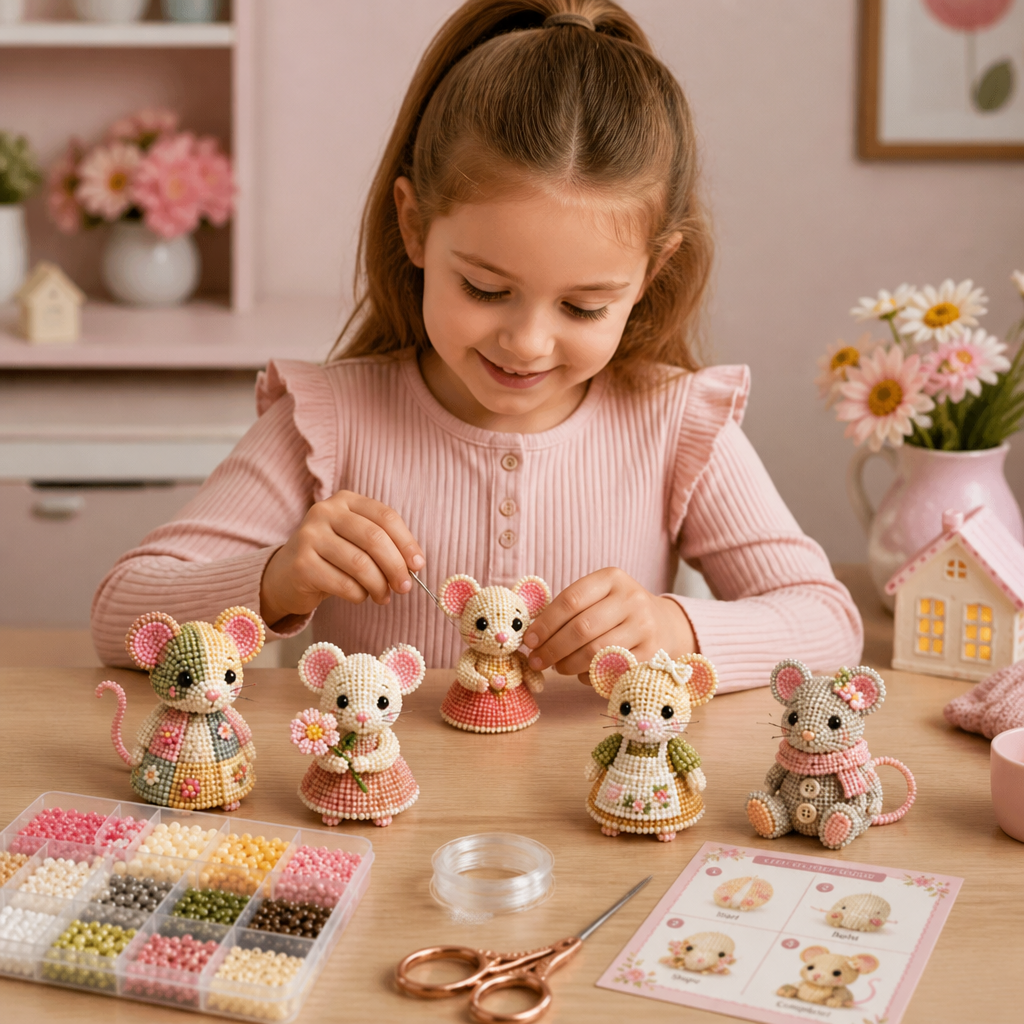 3D-Perlentier-Bastelset – DIY-Set für Mini-Perlenkunst für Anfänger