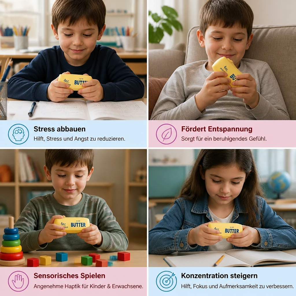 Jumbo-Squishy-Butter-Stick – Langsam aufquellender Stressball und sensorisches Fidget-Spielzeug