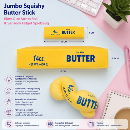 Jumbo-Squishy-Butter-Stick – Langsam aufquellender Stressball und sensorisches Fidget-Spielzeug