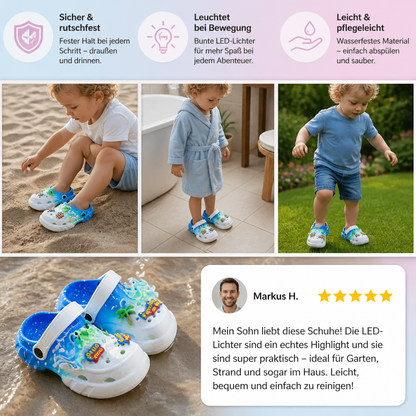 LED-Dinosaurier-Clogs für Kinder – Leuchtende, rutschfeste Sommer- und Strandschuhe für Garten und Strand