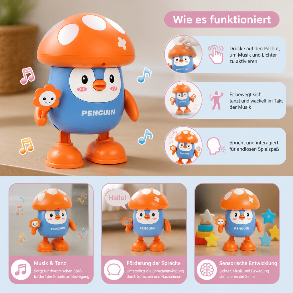 Interaktives sprechendes und tanzendes Pinguin-Spielzeug mit Musik