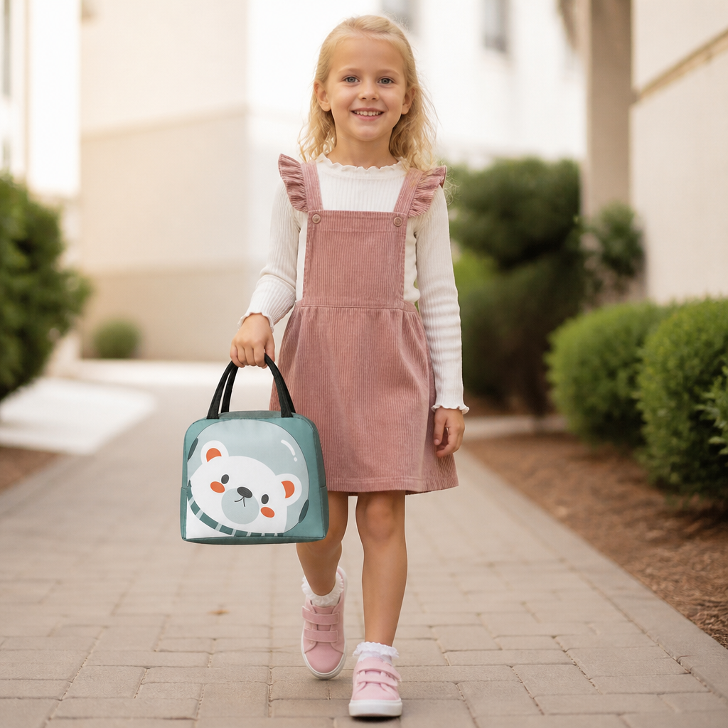 Isolierte Brotdose-Tasche mit Cartoon-Tiermotiv für Kinder