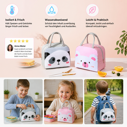 Isolierte Brotdose-Tasche mit Cartoon-Tiermotiv für Kinder