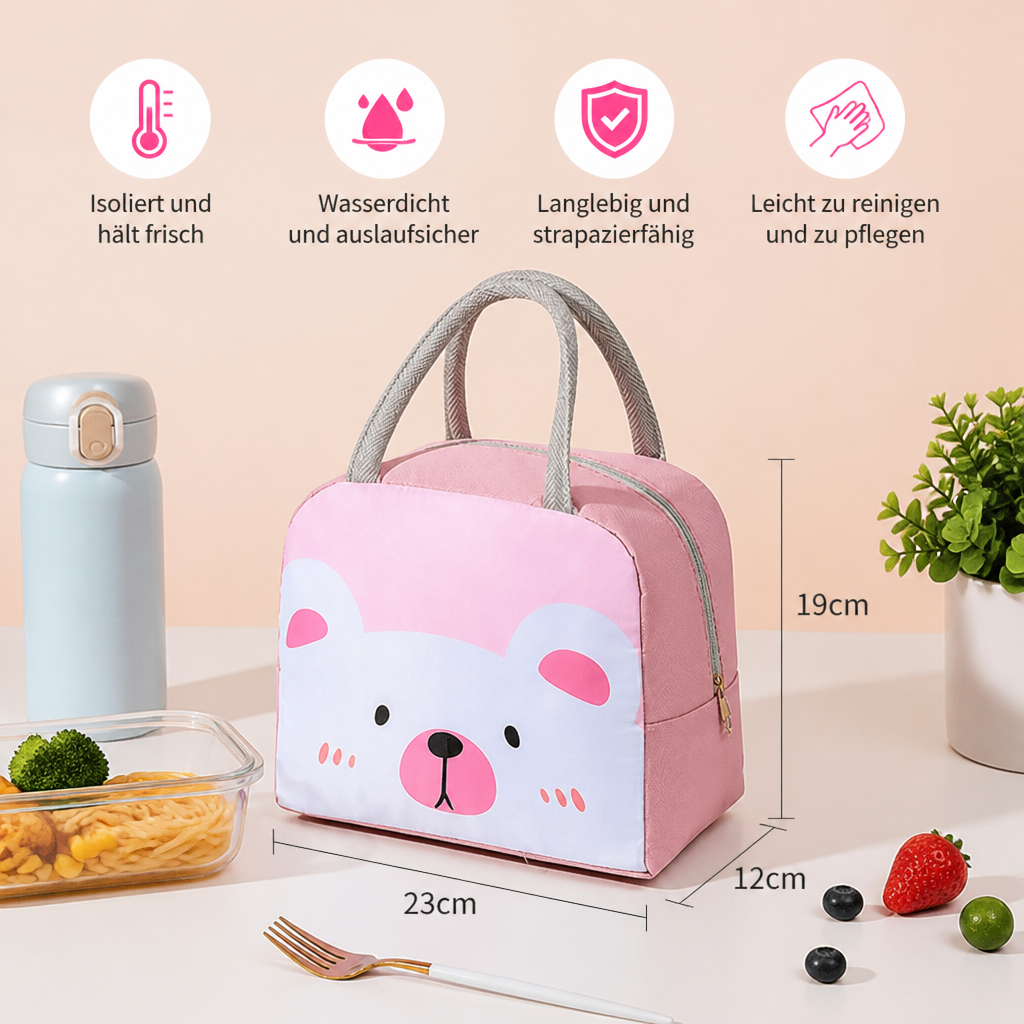Isolierte Brotdose-Tasche mit Cartoon-Tiermotiv für Kinder