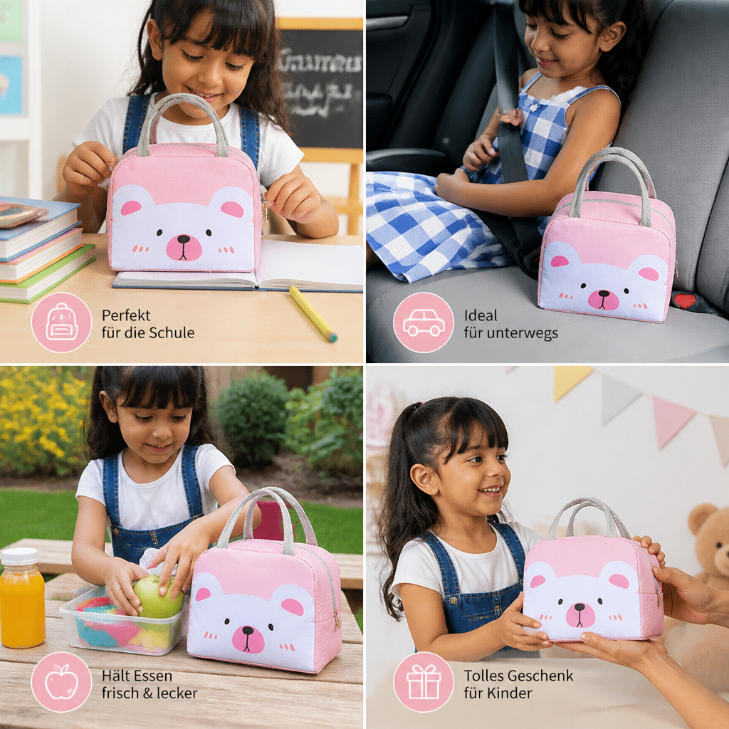Isolierte Brotdose-Tasche mit Cartoon-Tiermotiv für Kinder