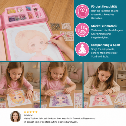 Prinzessinnen-Diamantmalerei & Folienkunst – Kreativset mit Malbuch