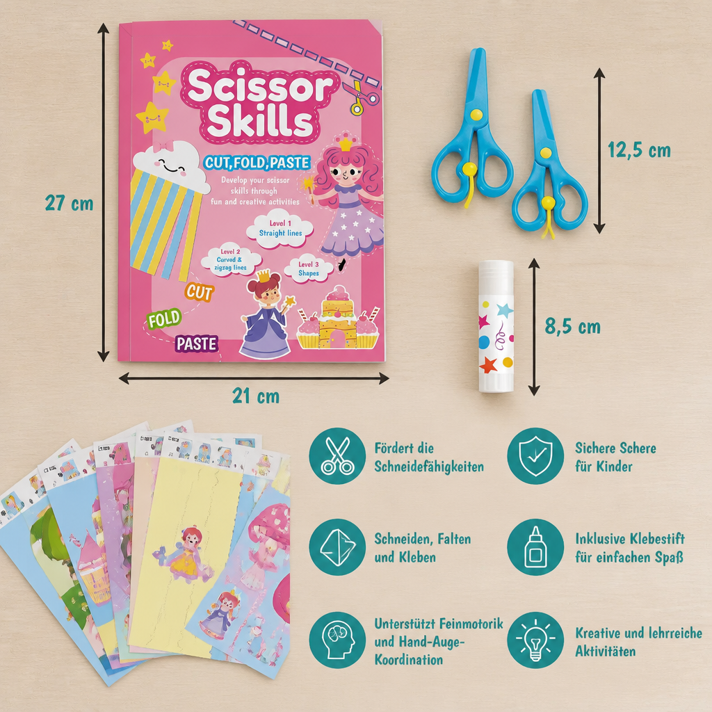 Scherenübungsbuch für Kinder – Sicheres Schneidetraining mit Kinderschere