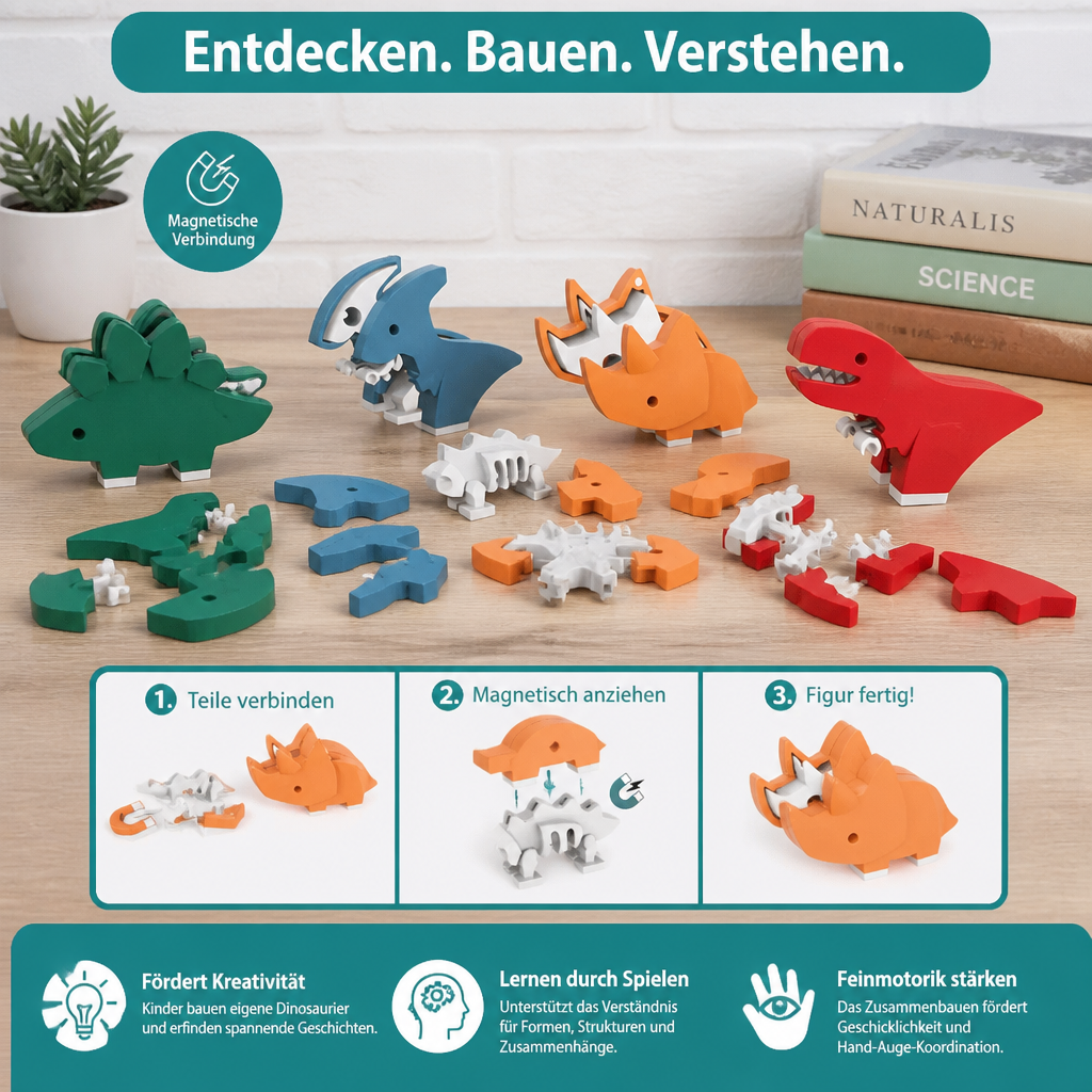 Magnetisches Tier-Skelett-Bauset – Zerlegbares STEM-Lernspielzeug