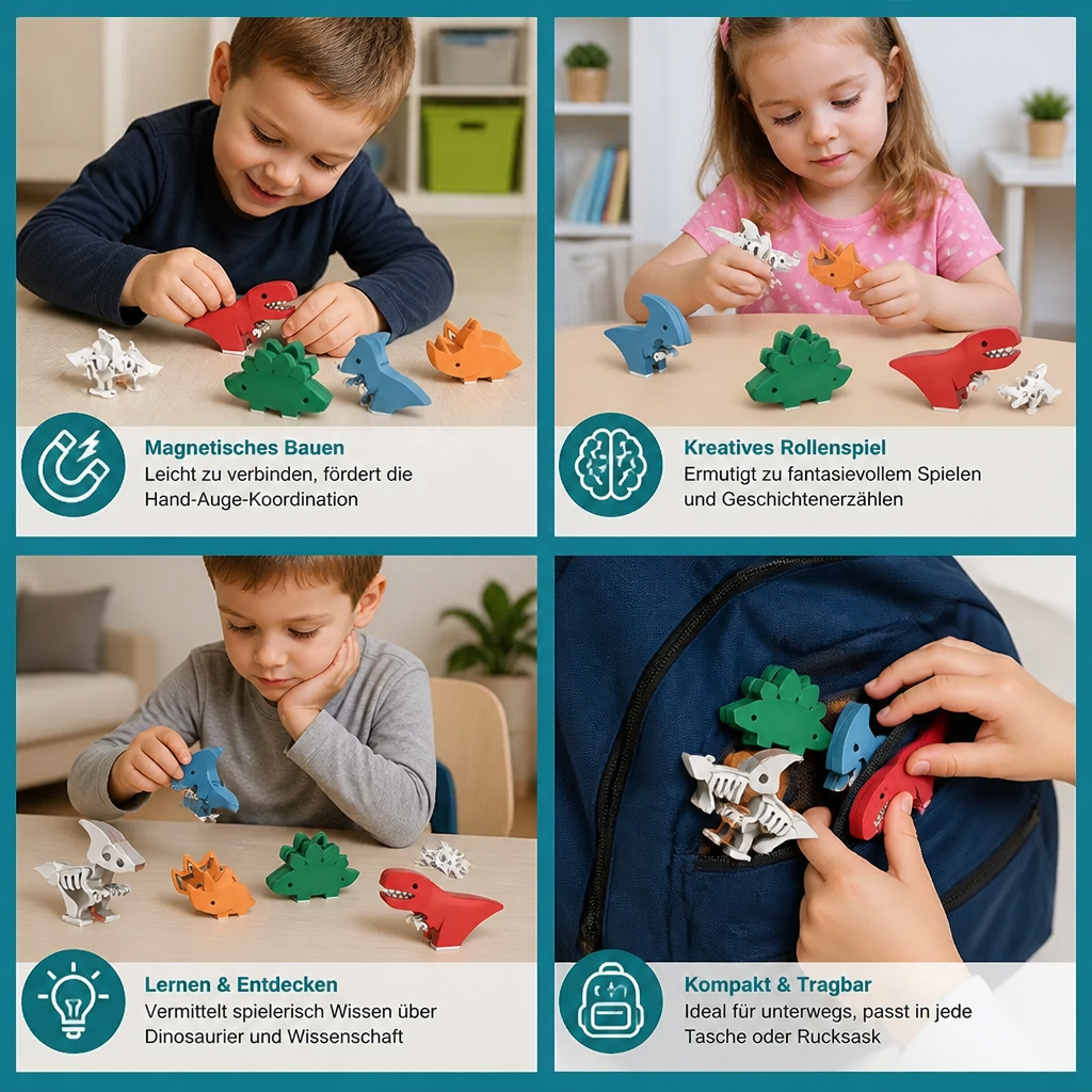 Magnetisches Tier-Skelett-Bauset – Zerlegbares STEM-Lernspielzeug