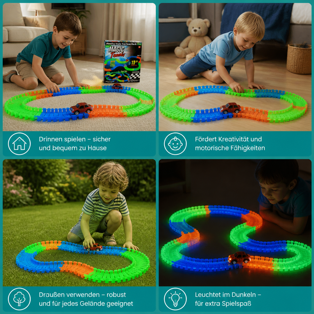 Leuchtender flexibler Sand-Rennstrecken-Bausatz für Kinder