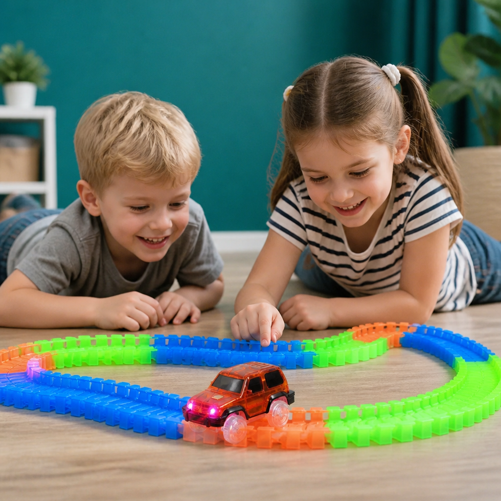 Leuchtender flexibler Sand-Rennstrecken-Bausatz für Kinder