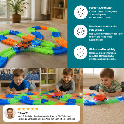 Leuchtender flexibler Sand-Rennstrecken-Bausatz für Kinder