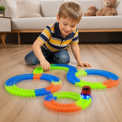 Leuchtender flexibler Sand-Rennstrecken-Bausatz für Kinder