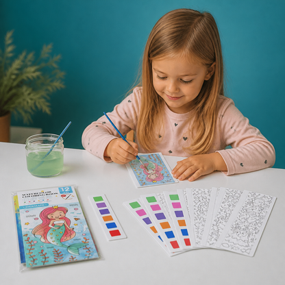 All-in-One-Aquarell-Malbuch mit integrierten Farben & Pinsel
