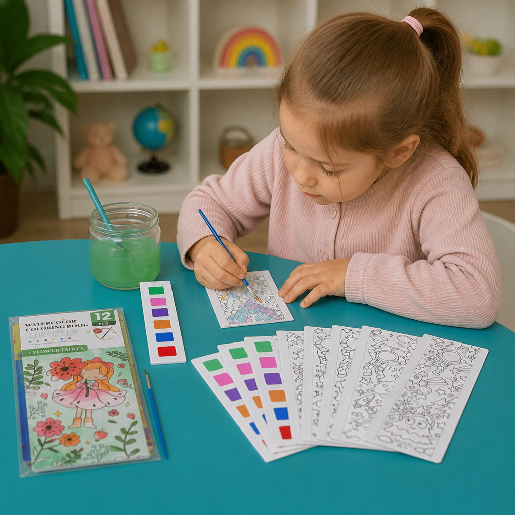 All-in-One-Aquarell-Malbuch mit integrierten Farben & Pinsel