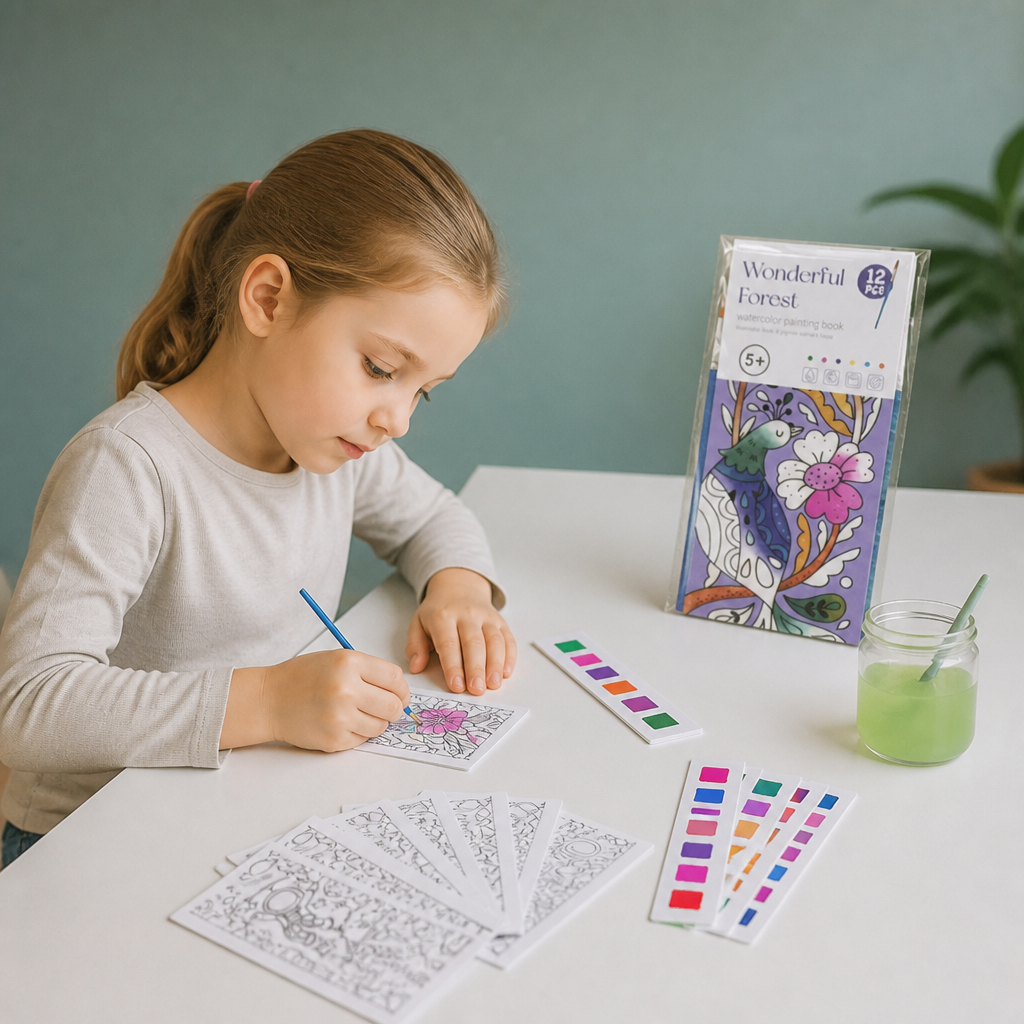 All-in-One-Aquarell-Malbuch mit integrierten Farben & Pinsel
