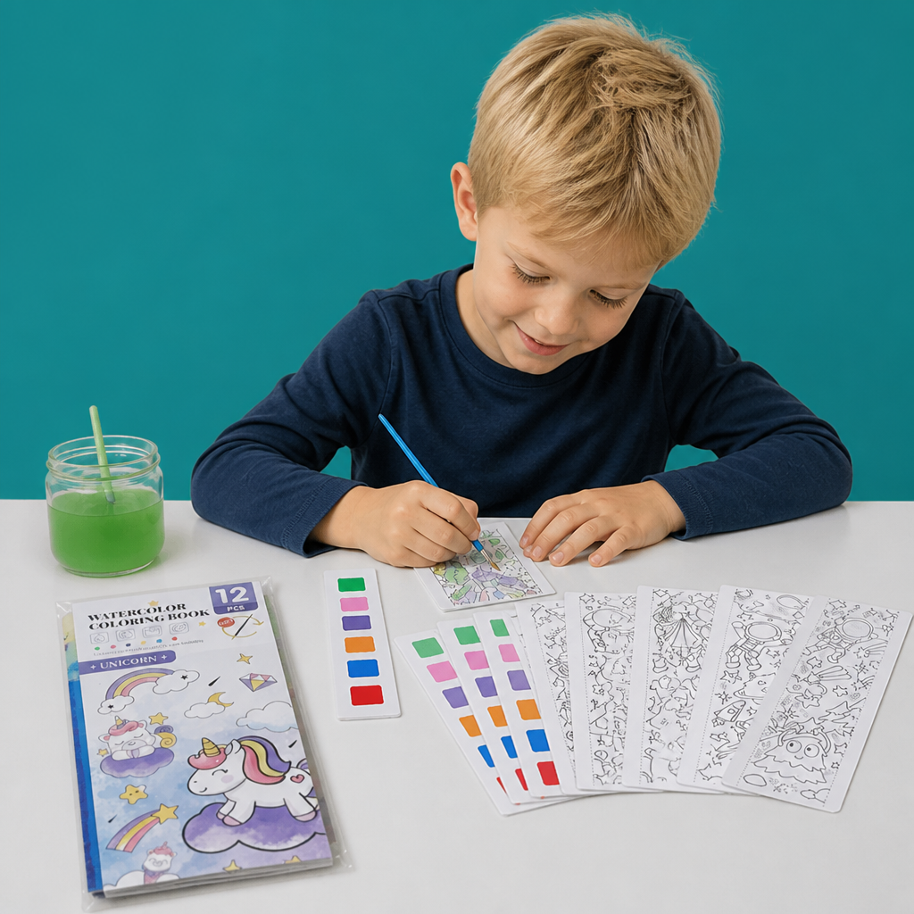 All-in-One-Aquarell-Malbuch mit integrierten Farben & Pinsel
