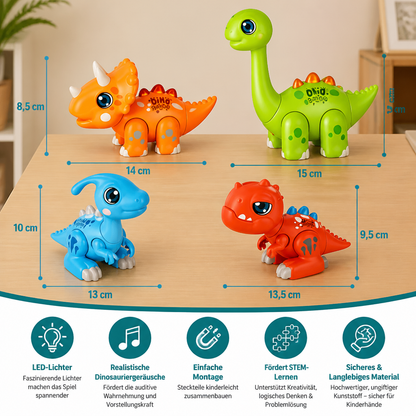Einfach zusammenbaubares STEM-Dinosaurier-Lernspielzeug mit Licht & Sound