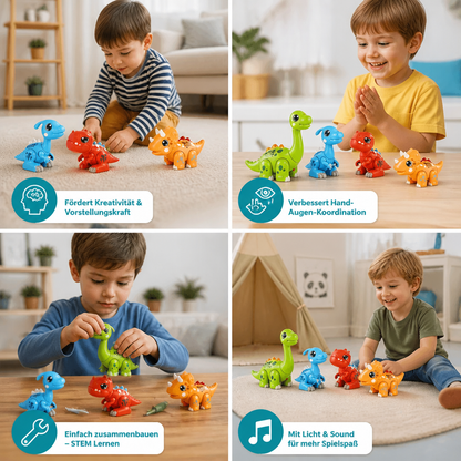 Einfach zusammenbaubares STEM-Dinosaurier-Lernspielzeug mit Licht & Sound