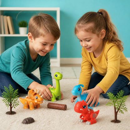 Einfach zusammenbaubares STEM-Dinosaurier-Lernspielzeug mit Licht & Sound