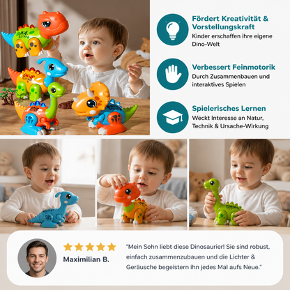 Einfach zusammenbaubares STEM-Dinosaurier-Lernspielzeug mit Licht & Sound
