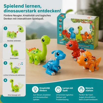 Einfach zusammenbaubares STEM-Dinosaurier-Lernspielzeug mit Licht & Sound