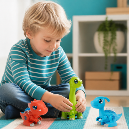 Einfach zusammenbaubares STEM-Dinosaurier-Lernspielzeug mit Licht & Sound