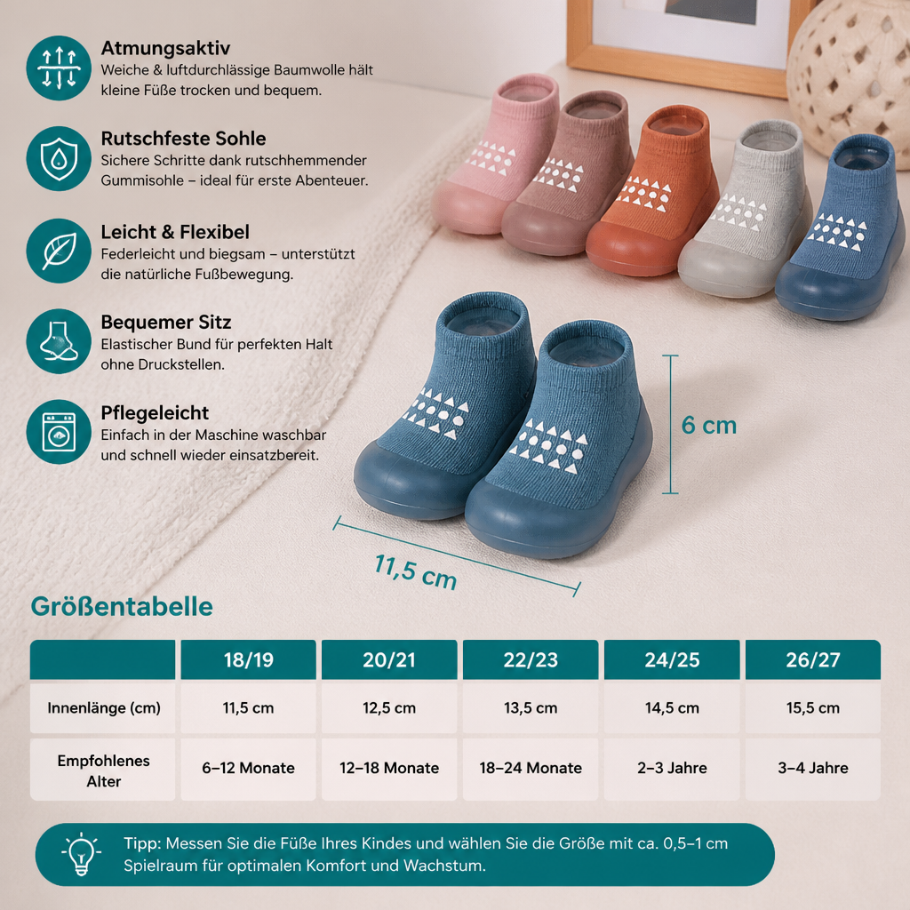 Baby-Sockenschuhe – Leichte & atmungsaktive Lauflernschuhe