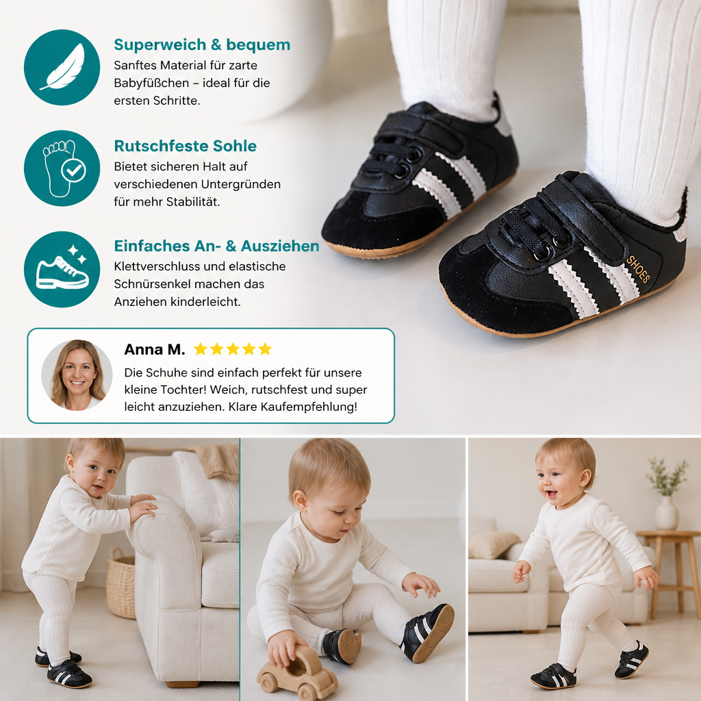 Klassische Retro-Babysneaker – Lauflernschuhe mit weicher Sohle