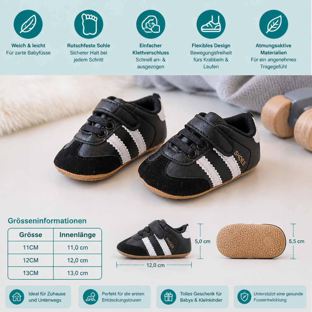 Klassische Retro-Babysneaker – Lauflernschuhe mit weicher Sohle