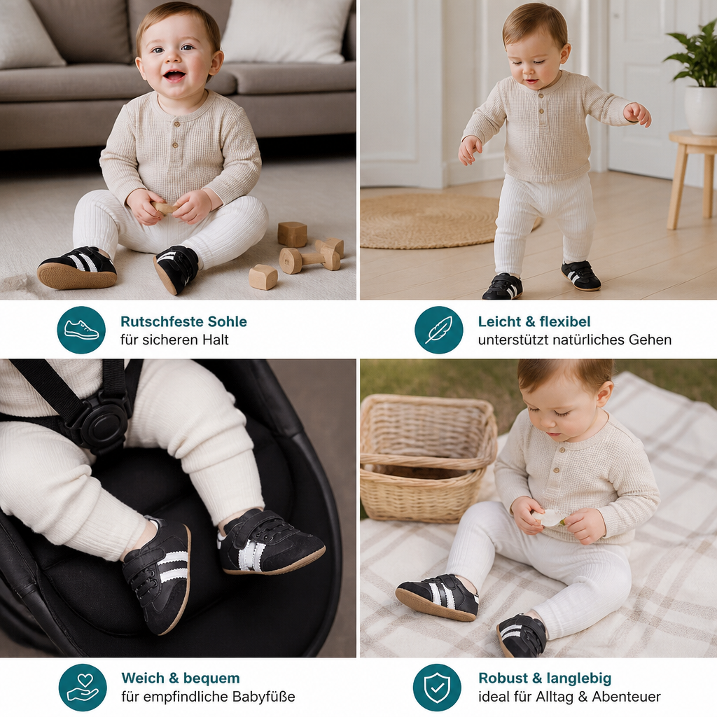 Klassische Retro-Babysneaker – Lauflernschuhe mit weicher Sohle