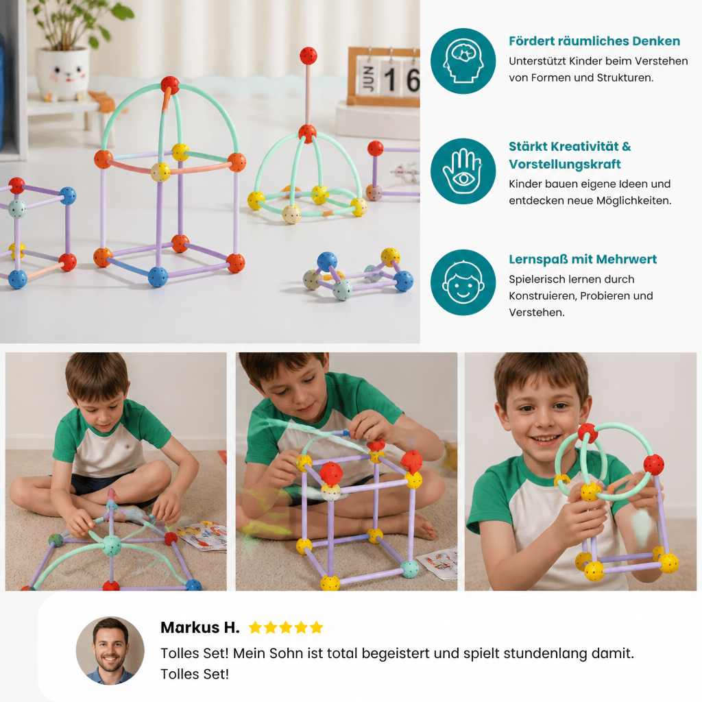 3D-Geometrie-Bauset – Lernspielzeug für Konstruktion & räumliches Denken