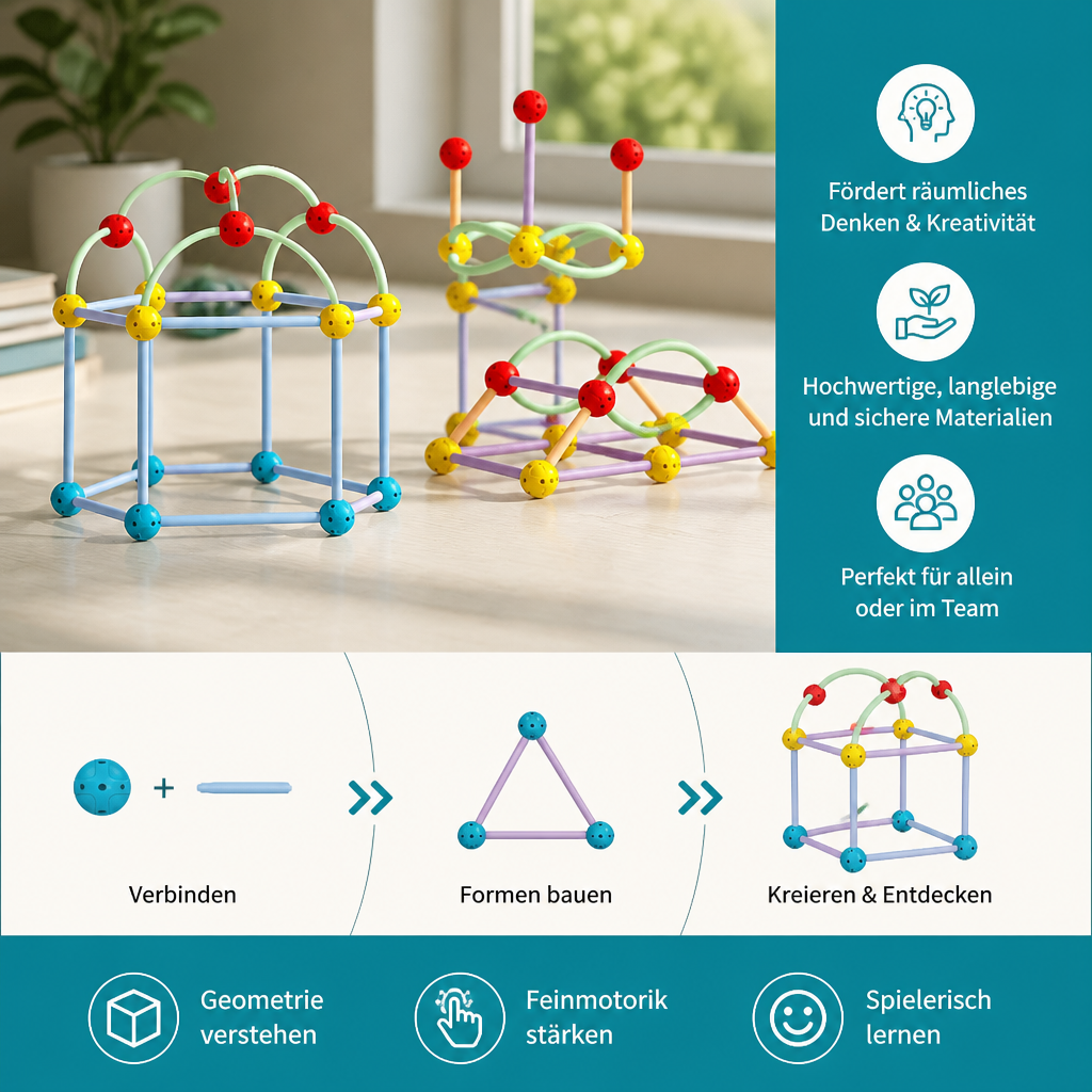 3D-Geometrie-Bauset – Lernspielzeug für Konstruktion & räumliches Denken