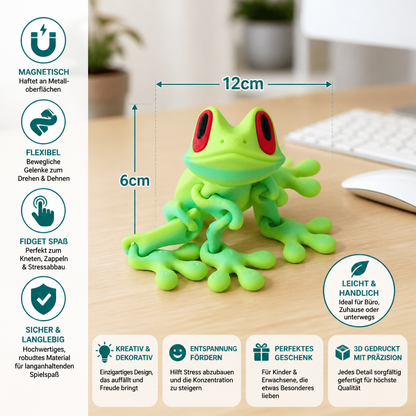 3D-gedrucktes magnetisches flexibles Frosch-Fidget-Spielzeug