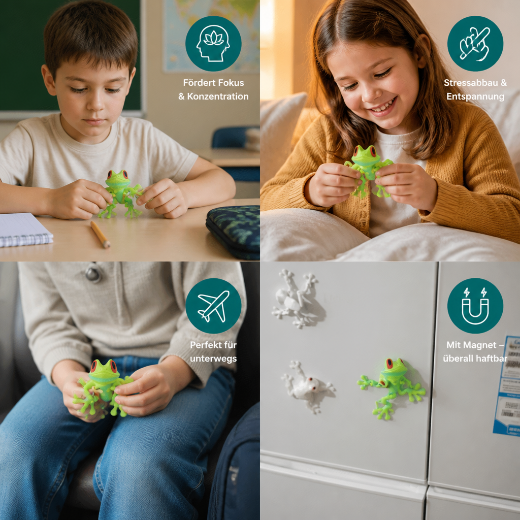 3D-gedrucktes magnetisches flexibles Frosch-Fidget-Spielzeug