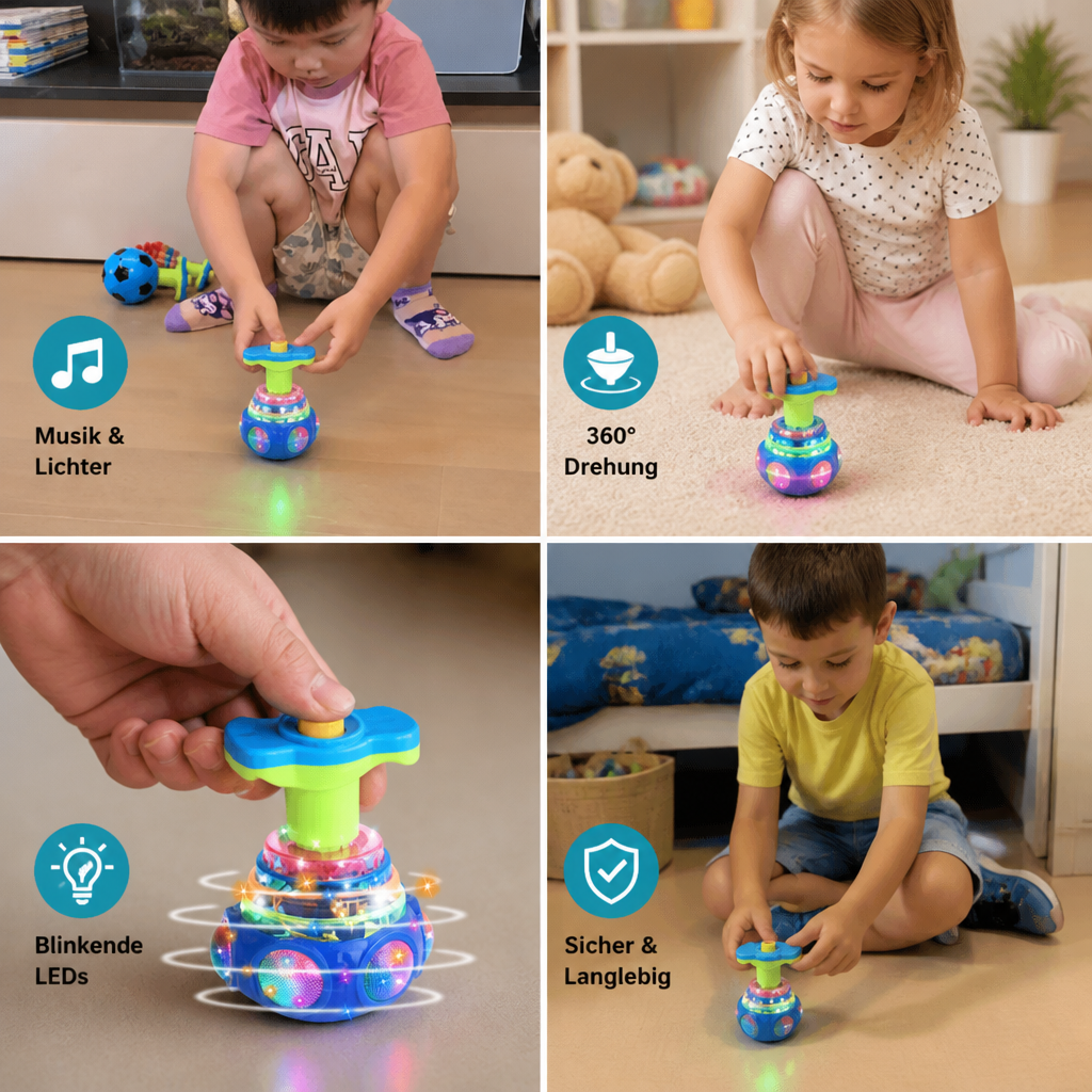 Interaktiver leuchtender Musikkreisel für Kinder