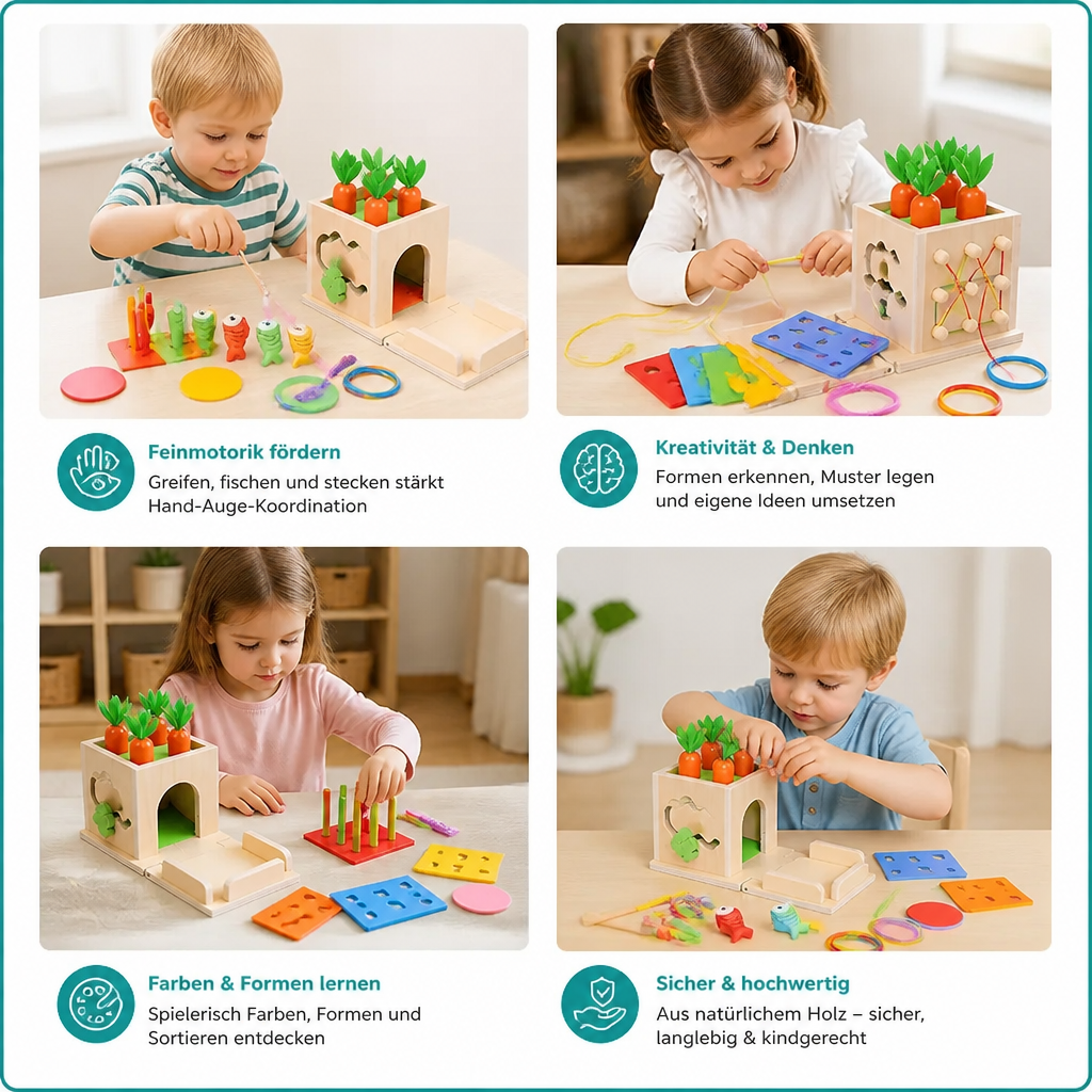 6-in-1 Montessori Holz Formen und Figuren Lernspiel Würfel
