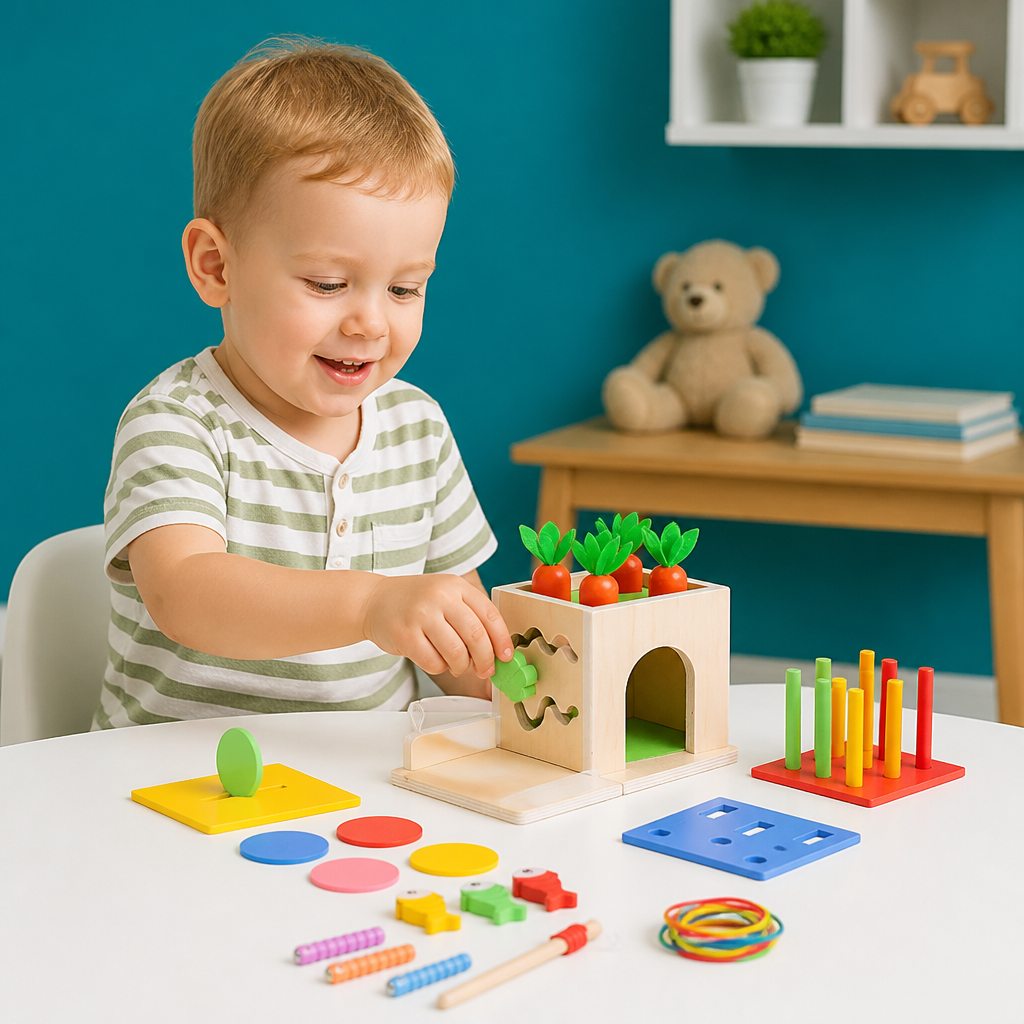 6-in-1 Montessori Holz Formen und Figuren Lernspiel Würfel