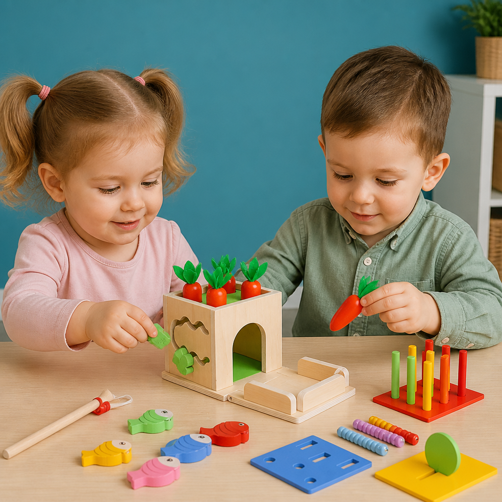 6-in-1 Montessori Holz Formen und Figuren Lernspiel Würfel